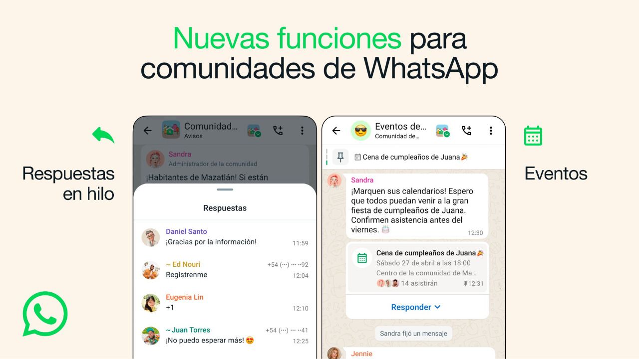 WhatsApp crea una función para organizar eventos en grupos