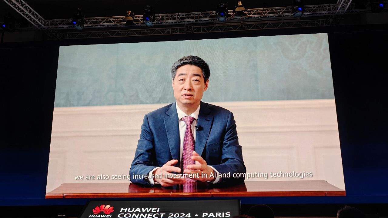 Ken Hu, presidente rotatorio de Huawei, durante su intervención en el Huawei Connect 2024