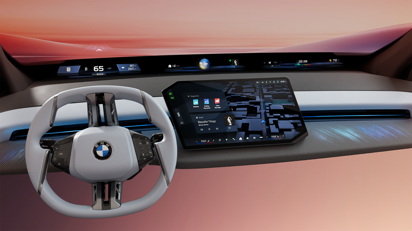 BMW presenta Panoramic iDrive, la interfaz que proyecta información en el parabrisas