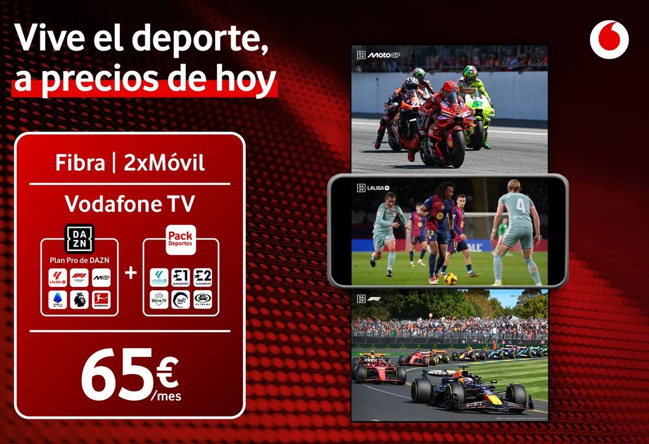 Vodafone España lanza un nuevo plan de Fibra y Móvil para amantes del fútbol y el motor