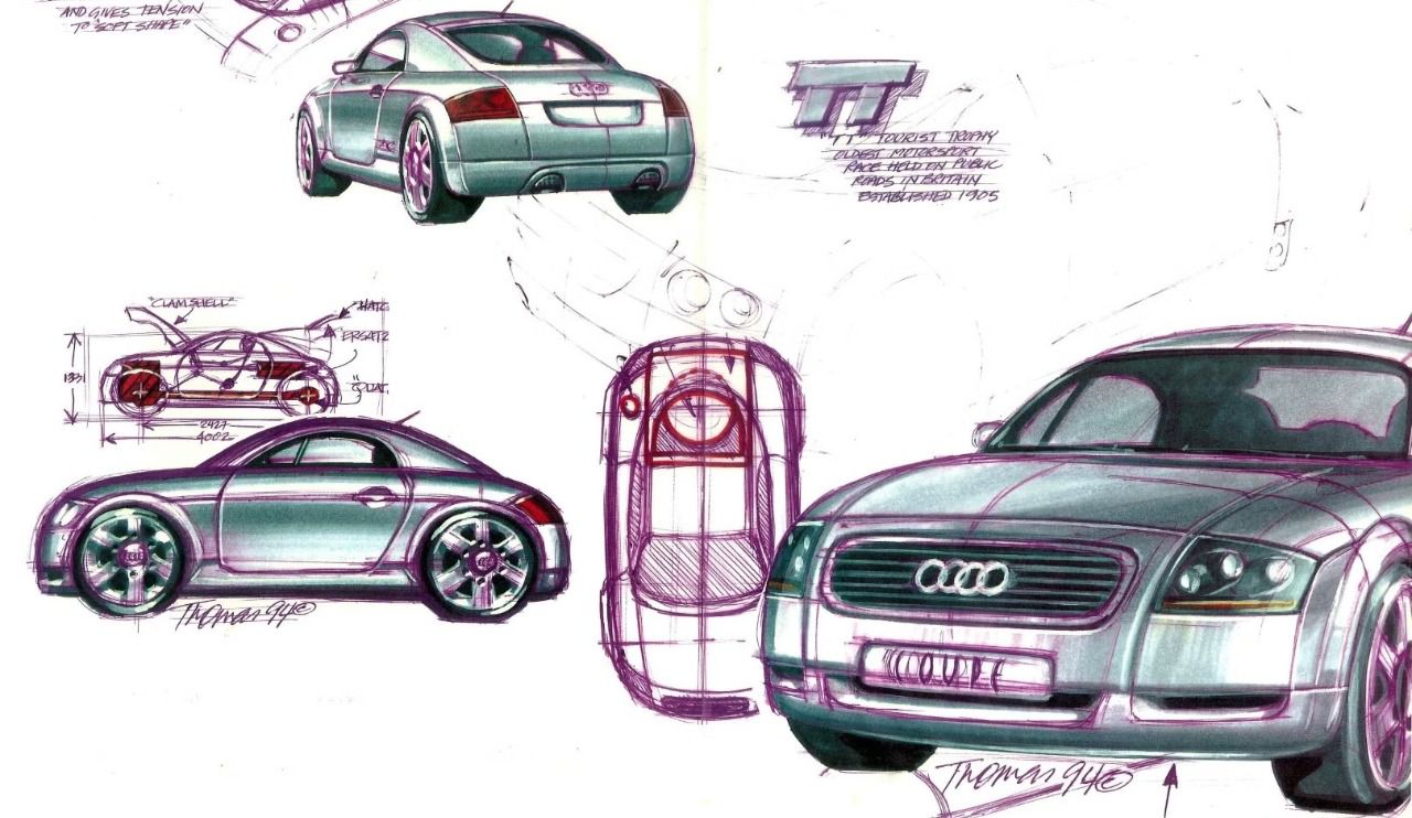 Sketch de Freeman Thomas del vehículo prototipo Audi TT